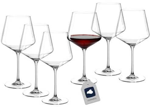 LEONARDO HOME Burgundergläser PUCCINI (6er Set) • Kratzfeste Rotweingläser (730 ml) • Spülmaschinenfest & Langlebig • Zeitlose Gläser für Rotwein • Modernes Design • Burgunder-Glas Puccini • 069555