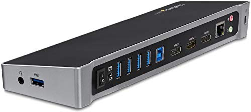 StarTech.com Laptop-Dockingstation für DREI Monitore, USB 3.0 – 4K HDMI, 2X DisplayPort – Universelles USB-Dock für Windows und macOS (USB3DOCKH2DP), Schwarz