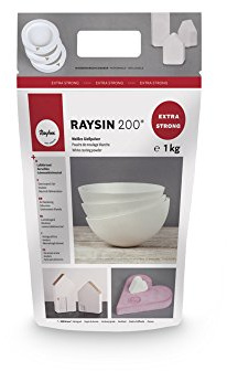 RAYHER HOBBY Rayher 3699000 Raysin 200 Gießpulver 1kg, Gießmasse weiß, Reliefgießpulver, lufthärtend und geruchslos, 1 Kg