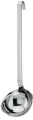 RÖSLE Haken Schöpflöffel, Hochwertige Schöpfkelle mit Hakengriff, Edelstahl 18/10, 10 cm, Spülmaschinengeeignet, Silbern