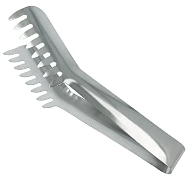 Metaltex Spaghettizange, Servierzange Edelstahl, 20cm, ergonomische Grillzange, Silber
