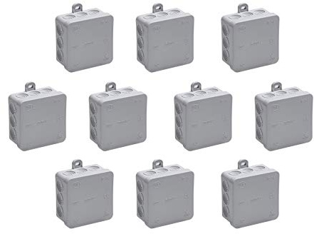 Meister Abzweigkasten Aufputz - 75 x 75 x 40 mm - 10 Stück - 12 Kabeleinführungen - Spritzwassergeschützt - Geeignet für Feuchträume und Außenbereich, Aufputzdose, Feuchtraumdose, 7463020