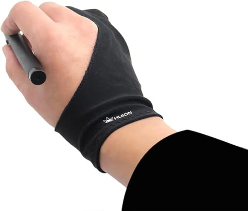 HUION Künstlerhandschuh für Grafiktabletts, Antifouling | Einheitsgröße, Rechts und Links tragbar, Ideal für Zeichentablett und Leuchtkasten Benutzer