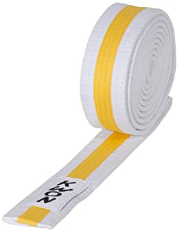 Budogürtel Judo mehrfarbig, versch. Längen (weiß/gelb/weiß, 320)