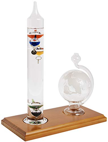 AcuRite 00795A2 Galileo-Thermometer mit Glaskugel-Barometer, Barometer-Set, Glas/Holz