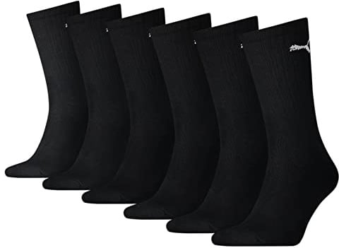 PUMA Unisex Sportsocken Cush Crew 6p Sportsocke, Schwarz, 39-42 EU