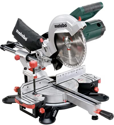 Metabo Kappsäge KGS 254 M (1450 W, mit Zugfunktion, Max. Schnittbreite 90°/45° 92 / 47 mm, Max. Schnitttiefe 90°/45° 305x92 mm, inkl. Tischverbreiterung + Sägeblatt, Laser, LED-Arbeitslicht) 602540000
