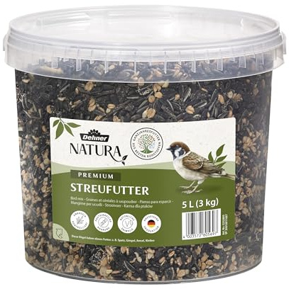 Dehner Natura Premium Wildvogelfutter, Streufutter, Ganzjahresfutter proteinreich / energiereich, hochwertiges Vogelfutter für Wildvögel, 3 kg