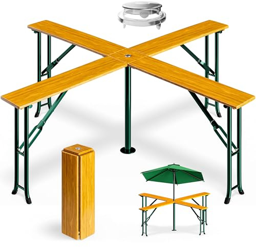 Deuba® Stehtisch Quattro XXL Hoch Klappbar Bierzeltgarnitur Outdoor Indoor Hochtisch Klapptisch Bistrotisch Bartisch Biertisch Gartentisch Garten Holz
