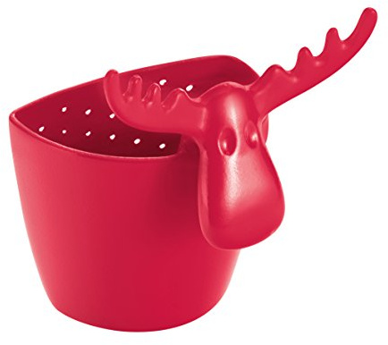 Koziol Rudolf Teesieb für losen Tee, Raspberry Red, spülmaschinengeeignet, biozirkulärer Kunststoff