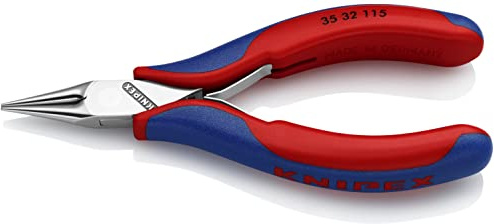 KNIPEX Elektronik-Greifzange, 35 32 115 | Mit durchgestecktem Gelenk mit Mehrkomponenten-Hüllen 115 mm