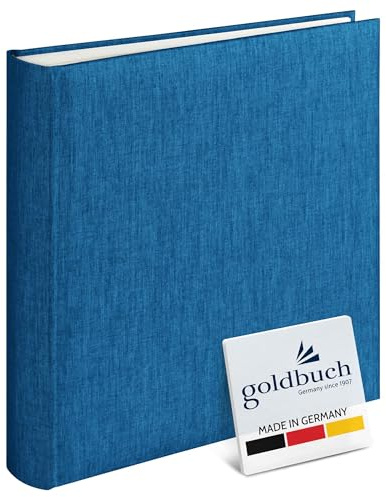 goldbuch 31711 Fotoalbum, Summertime, 30 x 31 cm, Fotobuch mit 100 weiße Seiten & Pergamin Trennblättern, Foto Album aus Leinen, Erinnerungsalbum, Hellblau