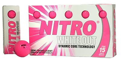 All Levels White Out 70 Compression High Velocity White Hot Core Long Distance Golfbälle, USGA-genehmigt, insgesamt 15 Stück, Hot Pink