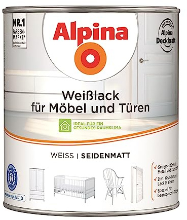 Alpina Weißlack für Möbel und Türen 2 Liter seidenmatt