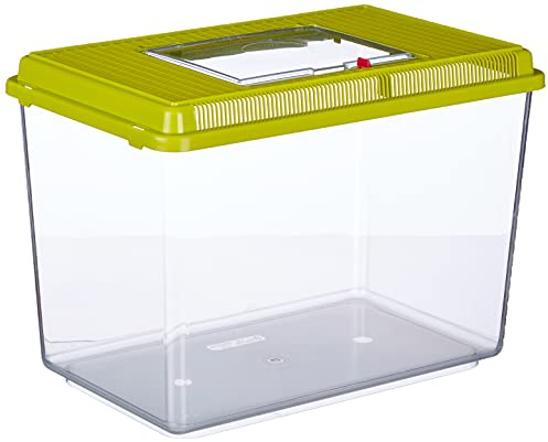 Ferplast Acquario in plastica per pesci GEO MAXI Vasca 21 L Contenitore per piccoli animali acquario terrario insetti tartarughe, Robusta plastica, Griglie di ventilazione, 41,3 x 26 x h 29,8 cm Verde