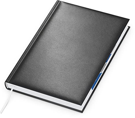 GEIGER-OFFICE Buchkalender 2027 Manager Register - Premium-Cheftimer im DIN A5-Format mit Monats-Registerstanzung - 1 Tag auf 1 Seite - 416 Seiten - wattierter Balacron-Einband schwarz mit Jahreszahl