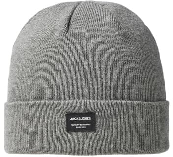 JACK & JONES Herren Jjdna Beanie Noos Strickm tze, Grau (Grey Melange Grey Melange), Einheitsgröße