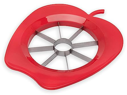 FACKELMANN 42015 Apfelteiler, Apfelportionierer aus Kunststoff und Funktionsteil aus rostfreiem Edelstahl, Birnenschneider (Farbe: Rot oder Grün - nicht frei wählbar), Menge: 1 Stück