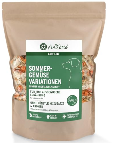 AniForte Barf Zusatz Hund Sommergemüse Variationen 1kg - 100% Natur Hundeflocken, Gemüseflocken Hunde getreidefrei & glutenfrei, Barf Hundefutter, Flockenfutter