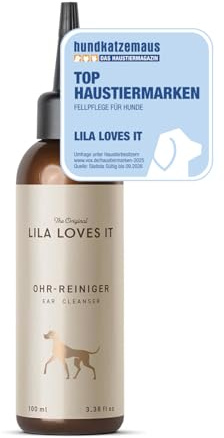 Ohrreiniger für Hunde - löst Verschmutzungen und lindert Juckreiz, mit Mikrosilber und Zink, vegan, OHR-REINIGER von LILA LOVES IT, 100 ml