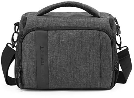 bagsmart Kameratasche Spiegelreflex DSLR SLR Fototasche Spiegelreflexkamera Systemkamera Objektive Zubehör mit Regenschutzhülle Schultertasche Grau