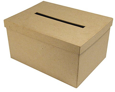 Rayher Geschenkkartenbox mit Schlitz, Pappmaché Kartenbox, FSC Recycled 100%, 30x21x15cm (LxBxH), Briefbox, Geldbox, zum Verzieren, 67202000, Natur