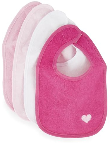 Bieco Baby Lätzchen, 4er Pack mit Klettverschluss in tollen Farben für Junge und Mädchen, Klettverschluss und doppelseitig mit außen Baumwolle, abwaschbar und wasserdicht, Kinderlätzchen