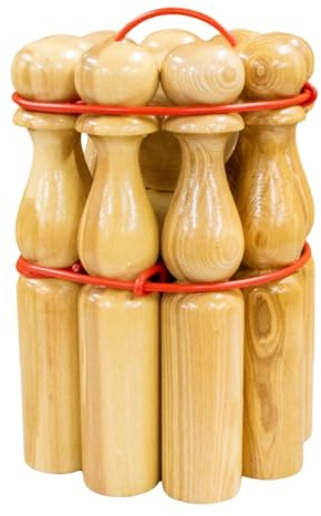 GICO Kegelspiel Kegel Set Bowling aus Holz für Kinder und Erwachsene – Der In- & Outdoor Spielspaß mit Qualitätsware aus Massivholz -Made in EU-Höhe 30 cm–3019