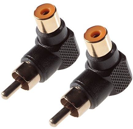 POPPSTAR 2X Cinch Winkelstecker (RCA Buchse auf Stecker, Audio Video Adapter abgewinkelt), Full HD, vergoldete Kontakte, schwarz