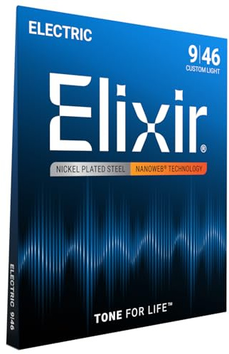 Elixir® Saiten E-Gitarrensaiten mit NANOWEB®Beschichtung, Custom Light (.009-.046)