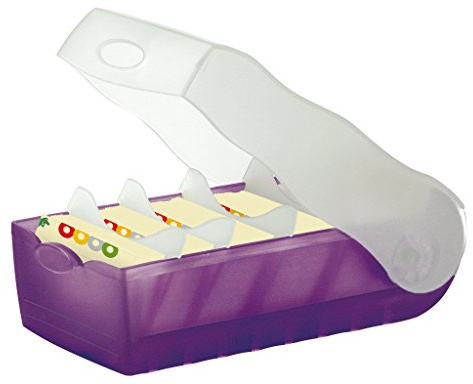 HAN Lernkarteibox CROCO, einfach Vokabeln lernen mit 5-Fächer-Lernsystem, DIN A8 Karteikasten für 500 Karten, inkl. 5 Stützplatten + 100 Lernkarten, Karteibox, Lernbox, 998-673, transluzent/lila