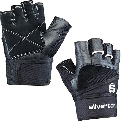 Silverton Power Fitness Handschuhe mit Handgelenkumwicklung | Verstellbarer Druck für optimale Stabilität | für Herren & Damen | Gym Handschuhe, Gewichtheber Handschuhe