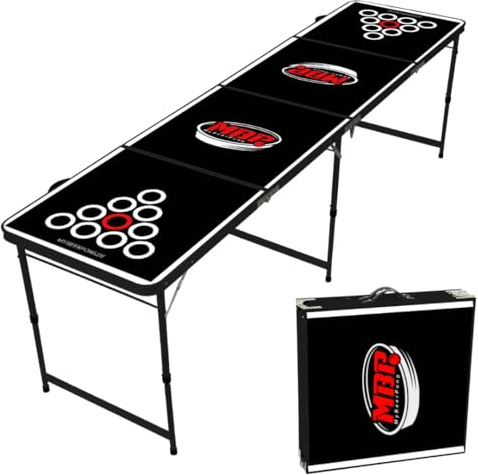 MYBEERPONG® Bierpong Tisch Classic + 6 Tischtennisbälle | Schwarzes Beer Pong Set als Gadget für Party | Trinkspiel für Geburtstag, JGA & Festival