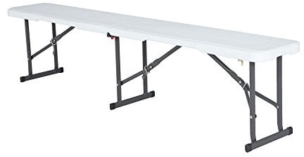 LIFETIME Klappbank Weiß | 183x29x42 cm | Sitzbank aus HDPE & Stahl | Klappbar & tragbar | UV-beständig & wetterfest | 360 kg Traglast | Für Garten, Camping, Event & Terrasse