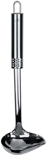Fackelmann Soßenlöffel 30 cm OVALGRIFF, Küchenhelfer mit ergonomischem Griff, Suppenkelle aus Edelstahl (Farbe: Silber), Menge: 1 Stück