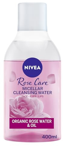 NIVEA MicellAIR Rose Mizellenwasser mit Öl (400 ml), Mizellenreinigungswasser, wasserfester Make-up-Entferner, Rosentoner für eine gründliche Reinigung
