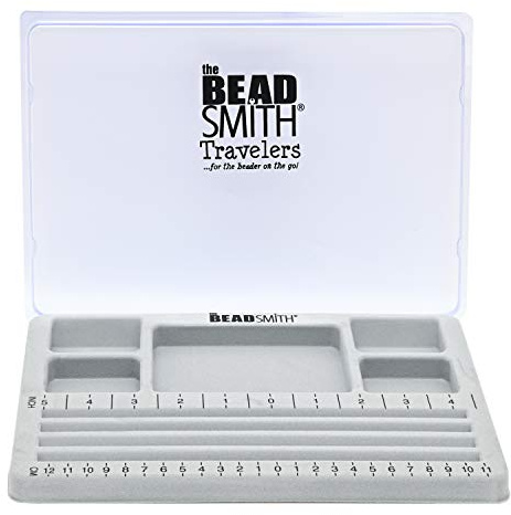 The BeadSmith Travel Bead Design in Beading Board and Gray Flock with Lid, 7.75 by 11.25-Inch