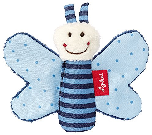 SIGIKID 41180 Greifling Schmetterling Red Stars Mädchen und Jungen Babyspielzeug empfohlen ab Geburt blau