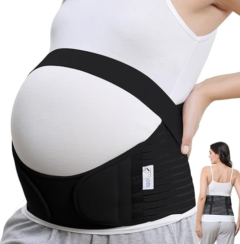 NEOtech Care - Bauchgurt für die Schwangerschaft - stützt Taille, Rücken & Bauch - Schwangerschaftsgurt (Schwarz, XXL)