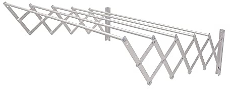 Amig - Ausziehbarer Wandwäscheständer - Maße: 100x14x3 cm - Trockenlänge: 5 m - Rostfreies Aluminium - Edelstahlschrauben - Für Innen- und Außenbereich - Einfache Montage