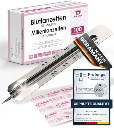 100x Lanzette Stechhilfe, sterile Blutlanzette, Kosmetex Lanzetten für Milien
