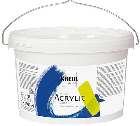 KREUL 17217 - Triton Acrylic Liquid Weiß 2500 ml, Hochwertige Künstler-Acrylfarbe in Studienqualität mit leicht fließendem Charakter, tiefmatt auftrocknend