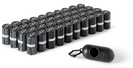 Amazon Basics Hundekotbeutel für Hunde mit Spender und Leinenclip, Unparfümiert, 600er-Pack, Schwarz