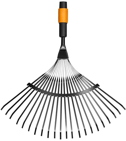 Fiskars Fächerbesen, Werkzeugkopf, Mit 20 Zinken, Breite: 56 cm, Stahl-Zinken, Schwarz/Orange, QuikFit, 1000644