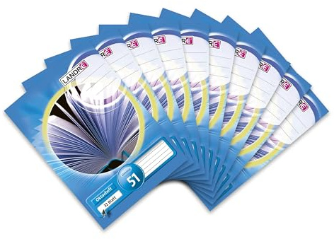 Landré Oktavheft A6 liniert, Lineatur 51, 32 Blatt, 70 g/m², blau, 10 Stück