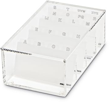 MAUL Visitenkartenbox aus Acryl | Schreibtisch Organizer inkl. Deckel zur Aufbewahrung von Kunden- und Visitenkarten | Möbelschonend dank Noppen für Schreibtisch und Regal | Transparent