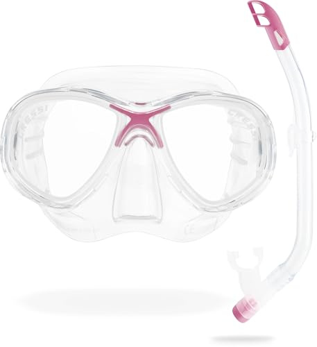 Cressi Marea Jr Combo - Maske Marea Jr + Schnorchel Top zum Tauchen und Schnorcheln, Klar/Rosa, Einheitsgröße, Kinder Unisex