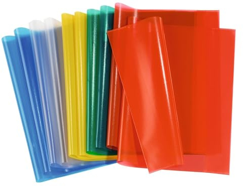 HERMA 19992 Heftumschläge A4 Transparent Sortiment, 10 Stück, Hefthüllen aus strapazierfähiger & abwischbarer Polypropylen-Folie, durchsichtige Heftschoner Set für Schulhefte, farbig