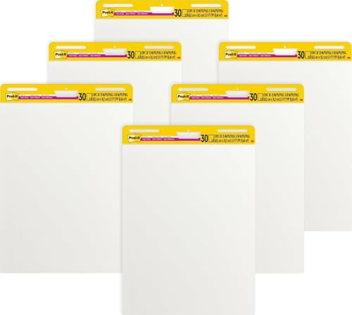 Post-it Super Sticky Meeting Chart, 4 Blöcke + 2 Blöcke, 63,5 x 76,2 cm | Selbsthaftende Flipchart-Blöcke für Brainstorming, Planung und Präsentationen; Stark Haftende und Repositionierbare Blätter