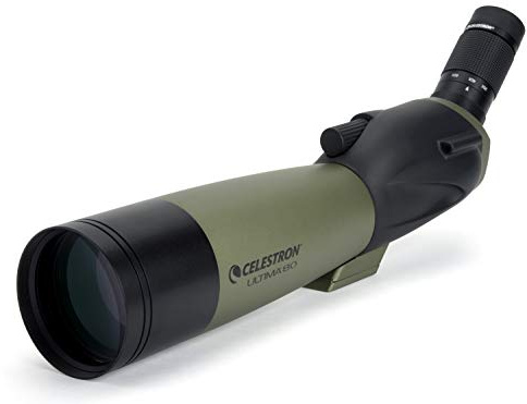Celestron 52250 Ultima 80mm Angled Refractor Spotting Scope Telescope, Green